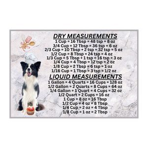 Border Collie Dog Measuring Chart Magnet Kitchen Baking Guide